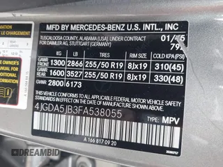 2015 Mercedes-Benz M 350 z VIN 4JGDA5JB3FA538055, wystawiony jako IAAI lot #42046364 z przebiegiem 123 753 mil mil oraz . Historia ofert i sprzedaży dostępna na DreamBid. Obrazek 9.