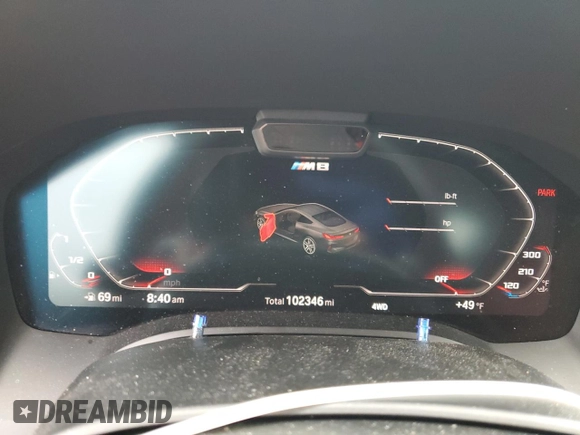 2020 BMW M8 z VIN WBSAE0C07LCD25423, wystawiony jako Copart lot #58272065 z przebiegiem 102 346 mil mil oraz Czysty tytuł • Clean title. Historia ofert i sprzedaży dostępna na DreamBid. Obrazek 9.