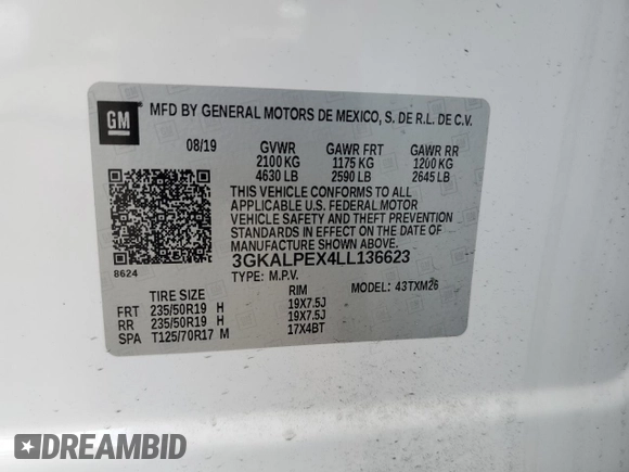 2020 GMC Terrain SLT z VIN 3GKALPEX4LL136623, wystawiony jako Copart lot #53254535 z przebiegiem 76 168 mil mil oraz Szkoda całkowita • Salvage title. Historia ofert i sprzedaży dostępna na DreamBid. Obrazek 15.