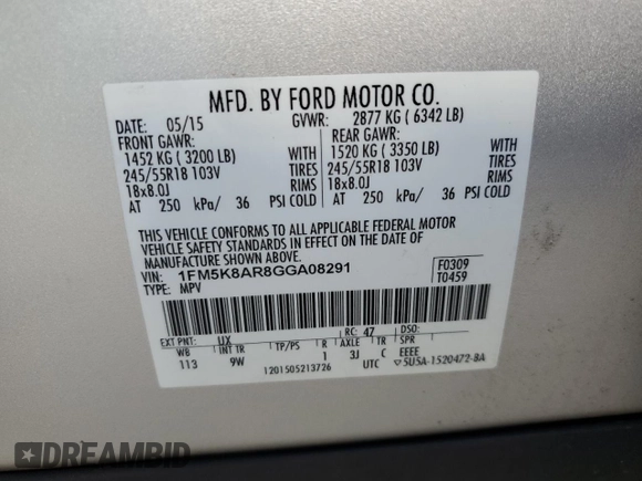 2016 Ford Utility Police Interceptor with VIN 1FM5K8AR8GGA08291, listed as a Copart auction lot 43563794 with 111,012 mi miles and Salvage Title. Bid and sale history available at carsss.com. Image 14.