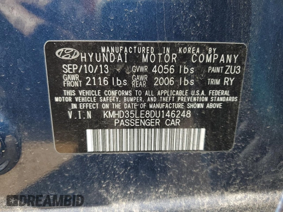 2013 Hyundai Elantra GT with VIN KMHD35LE8DU146248, listed as a Copart auction lot 49244324 with 125,361 mi miles and Salvage Title. Bid and sale history available at carsss.com. Image 12.