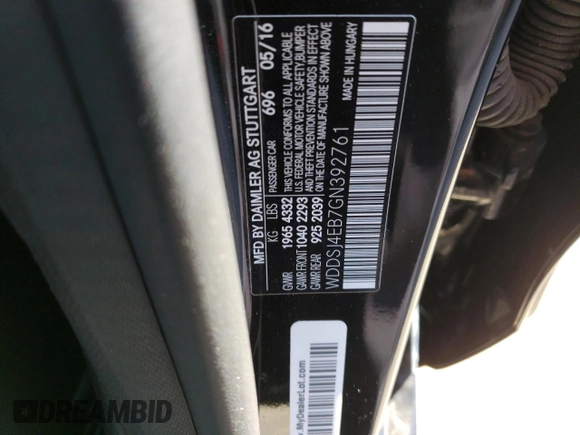 2016 Mercedes-Benz CLA with VIN WDDSJ4EB7GN392761, listed as a Copart auction lot 44340973 with 22,335 mi miles. Bid and sale history available at carsss.com. Image 12.