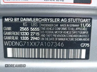 2007 Mercedes-Benz S 550 with VIN WDDNG71XX7A107346, listed as a IAAI auction lot 42090198 with 239,083 mi miles and . Bid and sale history available at DreamBid. Image 9.