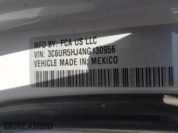 2022 Ram 2500 Tradesman with VIN 3C6UR5HJ4NG130956, listed as a IAAI auction lot 41934589 with 117,963 mi miles. Bid and sale history available at carsss.com. Image 9.