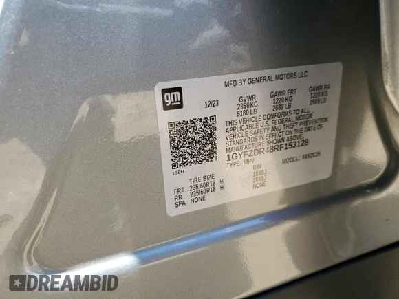 2024 Cadillac XT4 AWD Premium Luxury with VIN 1GYFZDR48RF153128, listed as a Copart auction lot 60712485 with 14,765 mi miles and Salvage title. Bid and sale history available at DreamBid. Image 14.