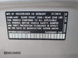 2014 Volkswagen CC Sport z VIN WVWBN7AN9EE524674, wystawiony jako IAAI lot #42252264 z przebiegiem 118 378 mil mil oraz . Historia ofert i sprzedaży dostępna na DreamBid. Obrazek 9.