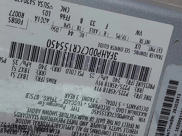 2012 Ford Fusion SPORT with VIN 3FAHP0DC7CR155450, listed as a IAAI auction lot 40651757 with 158,636 mi miles. Bid and sale history available at carsss.com. Image 9.