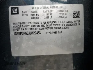 2018 Cadillac CT6 Sport AWD z VIN 1G6KP5R68JU129433, wystawiony jako Copart lot #65860664 z przebiegiem 48 227 mil mil oraz Szkoda całkowita • Salvage title. Historia ofert i sprzedaży dostępna na DreamBid. Obrazek 12.