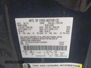 2014 Ford F-150 XL with VIN 1FTFW1ET9EFC24583, listed as a IAAI auction lot 42454980 with 158,364 mi miles and . Bid and sale history available at DreamBid. Image 9.