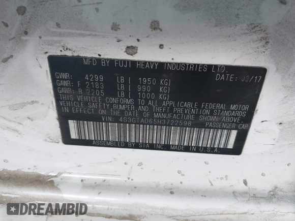 2017 Subaru Impreza Premium с VIN 4S3GTAD65H3722598, выставлен на аукционе IAAI как лот 42315994 с пробегом 116 692 миль миль и . История ставок и продаж доступна на DreamBid. Изображение 9.