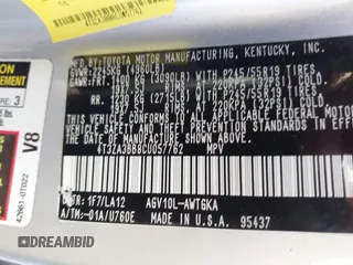 2012 Toyota Venza LE with VIN 4T3ZA3BB8CU057762, listed as a IAAI auction lot 41165650 with 114,298 mi miles and . Bid and sale history available at DreamBid. Image 9.