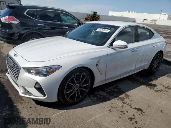 2019 Genesis G70 2.0T Sport with VIN KMTG24LA8KU032387, listed as a Copart auction lot 70257244 with 63,308 mi miles and Salvage Title. Bid and sale history available at carsss.com. Image 1.