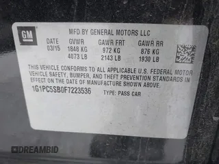 2015 Chevrolet Cruze LT with VIN 1G1PC5SB0F7223536, listed as a IAAI auction lot 41969133 with 88,172 mi miles and . Bid and sale history available at DreamBid. Image 9.