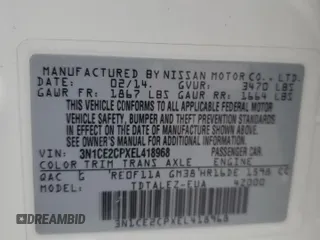 2014 Nissan Note S with VIN 3N1CE2CPXEL418968, listed as a Copart auction lot 51977225 with 153,123 mi miles and Salvage Title. Bid and sale history available at DreamBid. Image 13.