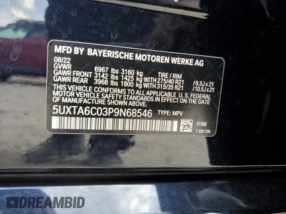 2023 BMW X5 xDrive45e with VIN 5UXTA6C03P9N68546, listed as a Copart auction lot 46806535 with 41,456 mi miles and Salvage Title. Bid and sale history available at carsss.com. Image 15.