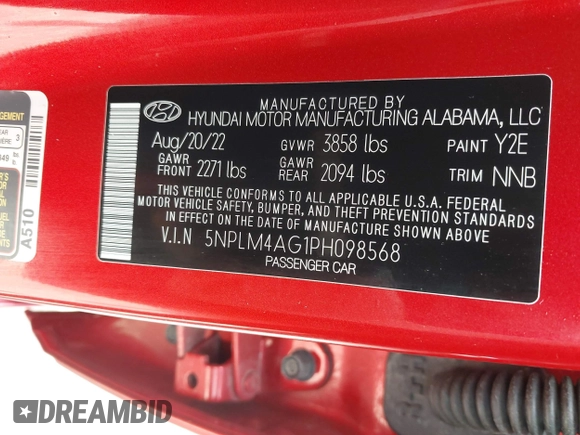 2023 Hyundai Elantra SEL with VIN 5NPLM4AG1PH098568, listed as a IAAI auction lot 42092743 with 26,656 mi miles and . Bid and sale history available at DreamBid. Image 9.