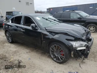2017 Infiniti Q50 Red Sport 400 with VIN JN1FV7AR5HM872148, listed as a Copart auction lot 88992605 with Not provided miles and Salvage title. Bid and sale history available at DreamBid. Image 4.