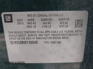2014 Chevrolet Cruze 1LT with VIN 1G1PC5SB9E7156806, listed as a IAAI auction lot 42813826 with 140,573 mi miles and . Bid and sale history available at DreamBid. Image 9.