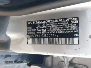 2002 Mercedes-Benz C with VIN WDBRF61J92E004472, listed as a IAAI auction lot 42144326 with 125,847 mi miles. Bid and sale history available at carsss.com. Image 9.