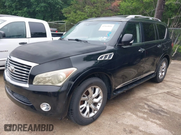 2011 Infiniti QX56 8-passenger with VIN JN8AZ2ND5B9700066, listed as a IAAI auction lot 42164816 with 185,093 mi miles. Bid and sale history available at carsss.com. Image 2.