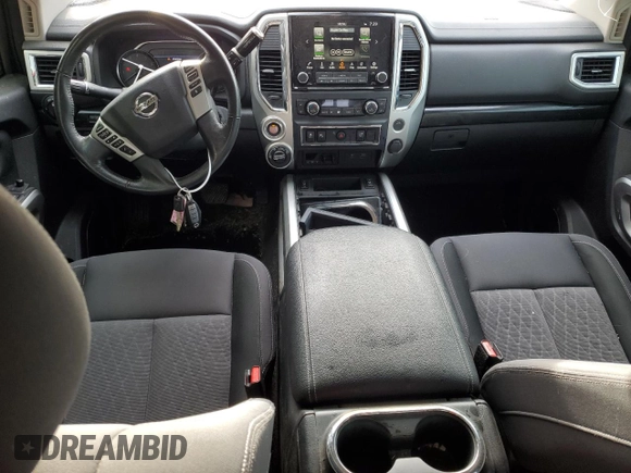 2021 Nissan Titan SV with VIN 1N6AA1ED0MN510017, listed as a Copart auction lot 55466215 with 38,556 mi miles and Salvage title. Bid and sale history available at DreamBid. Image 8.