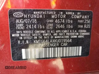 2019 Genesis G70 Advanced with VIN KMTG64LAXKU019564, listed as a Copart auction lot 84344554 with 63,773 mi miles and Salvage Title. Bid and sale history available at DreamBid. Image 12.