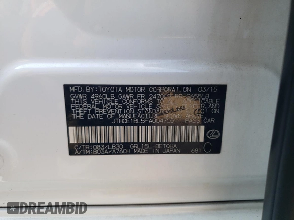 2015 Lexus GS 350 with VIN JTHCE1BL5FA004705, listed as a Copart auction lot 71223184 with 123,671 mi miles and Salvage Title. Bid and sale history available at DreamBid. Image 14.