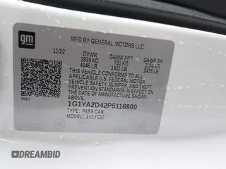 2023 Chevrolet Corvette 1LT with VIN 1G1YA2D42P5116900, listed as a IAAI auction lot 41464801 with 15,129 mi miles and . Bid and sale history available at DreamBid. Image 9.