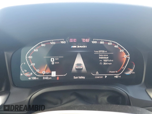 2022 BMW 3 Series M340i with VIN 3MW5U7J00N8C29838, listed as a Copart auction lot 44741545 with 37,733 mi miles and Salvage Title. Bid and sale history available at carsss.com. Image 9.