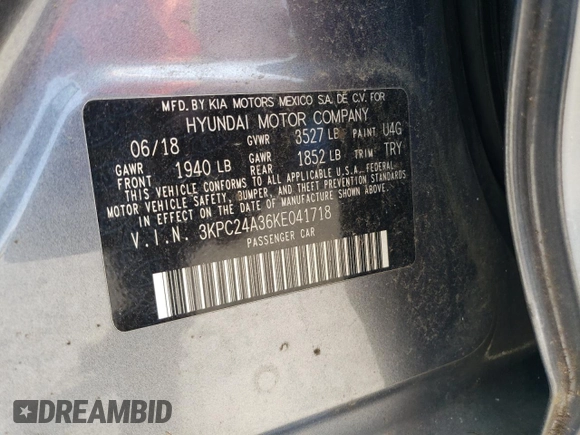2019 Hyundai Accent SE with VIN 3KPC24A36KE041718, listed as a Copart auction lot 64698923 with 83,933 mi miles. Bid and sale history available at carsss.com. Image 12.