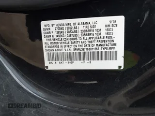 2006 Honda Odyssey EX-L with VIN 5FNRL38716B011262, listed as a IAAI auction lot 41707671 with 183,861 mi miles. Bid and sale history available at carsss.com. Image 9.