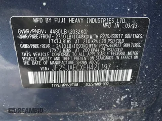 2014 Subaru Forester 2.5i Premium with VIN JF2SJAECXEH421197, listed as a IAAI auction lot 41642959 with 74,857 mi miles. Bid and sale history available at carsss.com. Image 9.