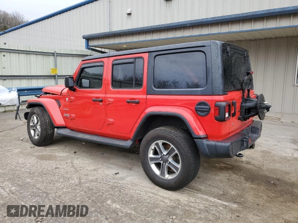 2018 Jeep Wrangler Unlimited Sahara with VIN 1C4HJXEG0JW208084, listed as a Copart auction lot 53099245 with 48,303 mi miles and Salvage Title. Bid and sale history available at carsss.com. Image 2.