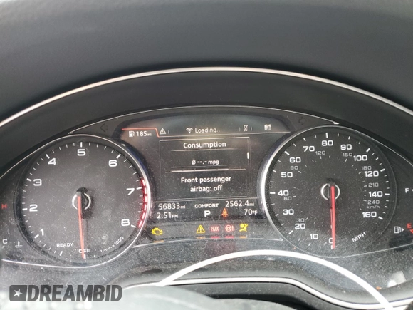 2019 Audi Q7 Premium with VIN WA1AHAF75KD024615, listed as a Copart auction lot 61334565 with 56,833 mi miles and Salvage title. Bid and sale history available at DreamBid. Image 9.