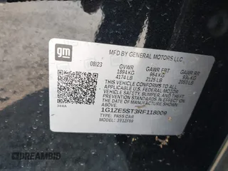 2024 Chevrolet Malibu LT with VIN 1G1ZE5ST3RF118009, listed as a IAAI auction lot 42071967 with Not Provided miles and . Bid and sale history available at DreamBid. Image 9.