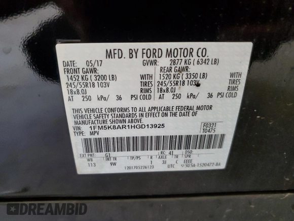 2017 Ford Police Interceptor Utility z VIN 1FM5K8AR1HGD13925, wystawiony jako Copart lot #64199685 z przebiegiem 141 995 mil mil oraz Czysty tytuł • Clean title. Historia ofert i sprzedaży dostępna na DreamBid. Obrazek 14.