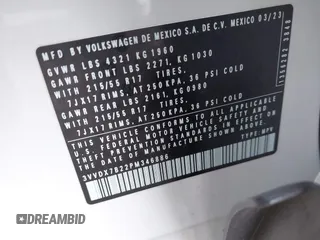 2023 Volkswagen Taos S z VIN 3VVDX7B22PM346886, wystawiony jako IAAI lot #41771427 z przebiegiem 46 695 mil mil oraz . Historia ofert i sprzedaży dostępna na DreamBid. Obrazek 9.