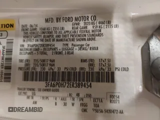 2014 Ford Fusion SE with VIN 3FA6P0H72ER389454, listed as a IAAI auction lot 41148513 with Not Provided miles and . Bid and sale history available at DreamBid. Image 9.