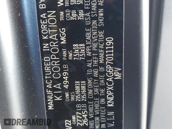 2023 Kia Sportage SX-Prestige с VIN KNDPXCAG6P7011190, выставлен на аукционе Copart как лот 45919375 с пробегом 38 466 миль миль и Списание • Salvage title. История ставок и продаж доступна на DreamBid. Изображение 13.