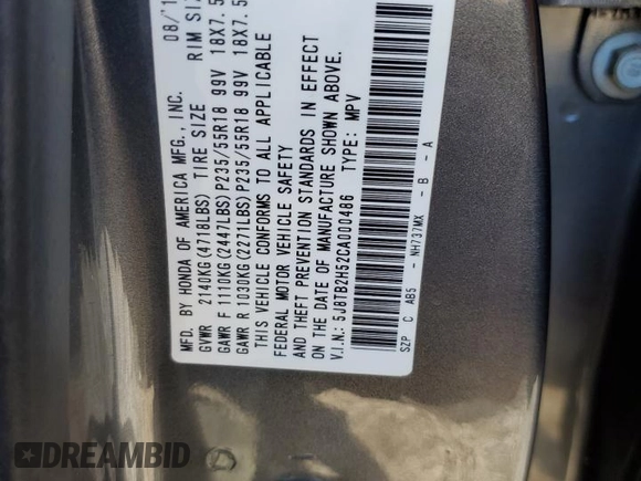 2012 Acura RDX Tech Pkg with VIN 5J8TB2H52CA000486, listed as a Copart auction lot 88332095 with 137,410 mi miles and Salvage Title. Bid and sale history available at carsss.com. Image 13.