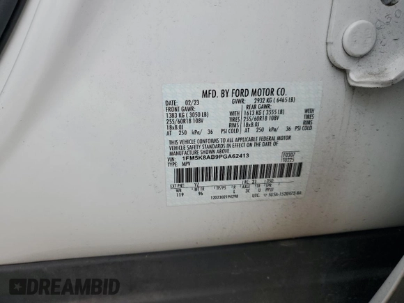 2023 Ford Police Interceptor Utility z VIN 1FM5K8AB9PGA62413, wystawiony jako Copart lot #51018865 z przebiegiem Nie podano mil oraz Szkoda całkowita • Salvage title. Historia ofert i sprzedaży dostępna na DreamBid. Obrazek 15.