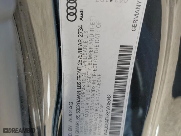 2014 Audi S5 Premium Plus with VIN WAUCGAFH8EN008043, listed as a Copart auction lot 71821634 with 97,905 mi miles and Salvage Title. Bid and sale history available at carsss.com. Image 12.