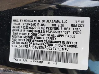 2016 Honda Odyssey EX-L with VIN 5FNRL5H61GB045982, listed as a IAAI auction lot 41587450 with 106,381 mi miles. Bid and sale history available at carsss.com. Image 9.