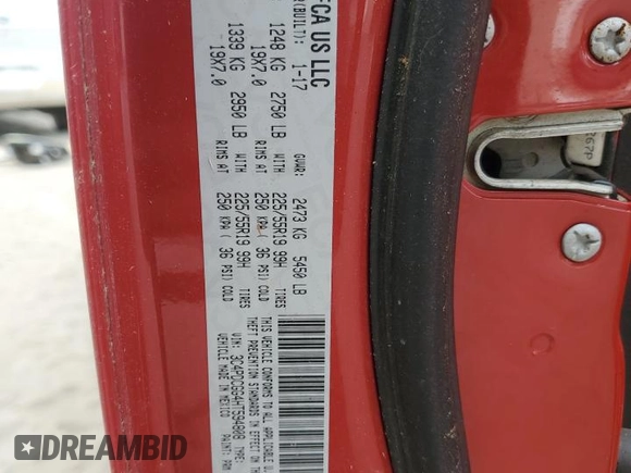 2017 Dodge Journey Crossroad Plus with VIN 3C4PDCGG4HT594808, listed as a Copart auction lot 54072115 with Not Provided miles and Clean Title. Bid and sale history available at DreamBid. Image 12.