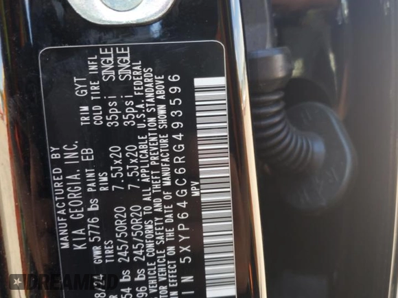 2024 Kia Telluride S z VIN 5XYP64GC6RG493596, wystawiony jako Copart lot #56524615 z przebiegiem 22 082 mil mil oraz Szkoda całkowita • Salvage title. Historia ofert i sprzedaży dostępna na DreamBid. Obrazek 13.