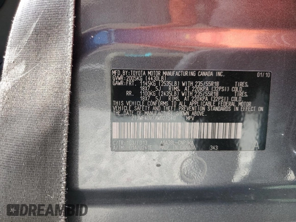 2010 Toyota RAV4 Sport z VIN 2T3WF4DV7AW027540, wystawiony jako Copart lot #63681025 z przebiegiem 150 546 mil mil oraz Szkoda całkowita • Salvage title. Historia ofert i sprzedaży dostępna na DreamBid. Obrazek 13.
