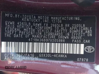 2007 Toyota Avalon XL z VIN 4T1BK36B97U205988, wystawiony jako IAAI lot #41738847 z przebiegiem 99 951 mil mil oraz . Historia ofert i sprzedaży dostępna na DreamBid. Obrazek 9.