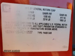2004 Pontiac Grand Am GT with VIN 1G2NW12E44C112537, listed as a Copart auction lot 87092304 with 180,732 mi miles and Salvage Title. Bid and sale history available at carsss.com. Image 13.