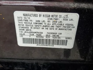 2010 Infiniti EX Journey z VIN JN1AJ0HR4AM754326, wystawiony jako Copart lot #58850875 z przebiegiem Nie podano mil oraz Szkoda całkowita • Salvage title. Historia ofert i sprzedaży dostępna na DreamBid. Obrazek 13.