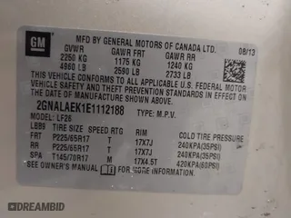 2014 Chevrolet Equinox LS with VIN 2GNALAEK1E1112188, listed as a IAAI auction lot 41478255 with 144,712 mi miles. Bid and sale history available at carsss.com. Image 9.